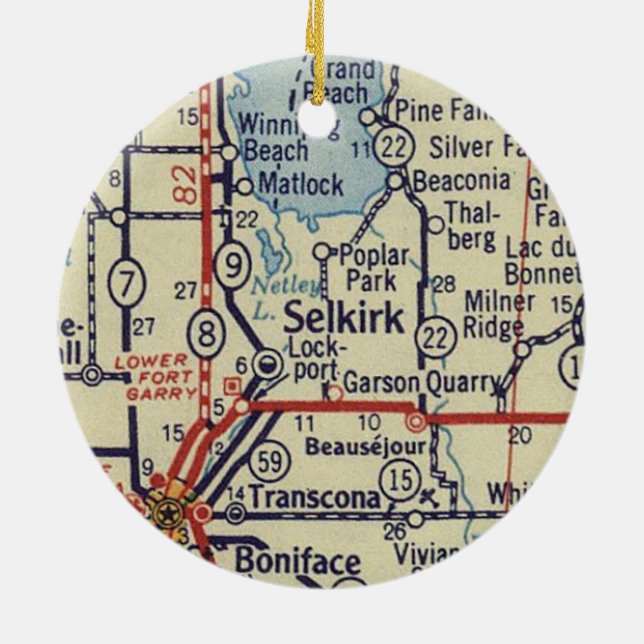 Selkirk Manitoba Vintage Karte Keramik Ornament (Hinten)