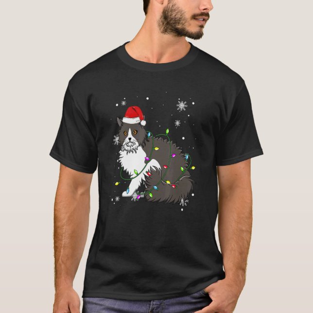 Selkirk Rex Cat Christmas Lights Weihnachtslieder  T-Shirt (Vorderseite)