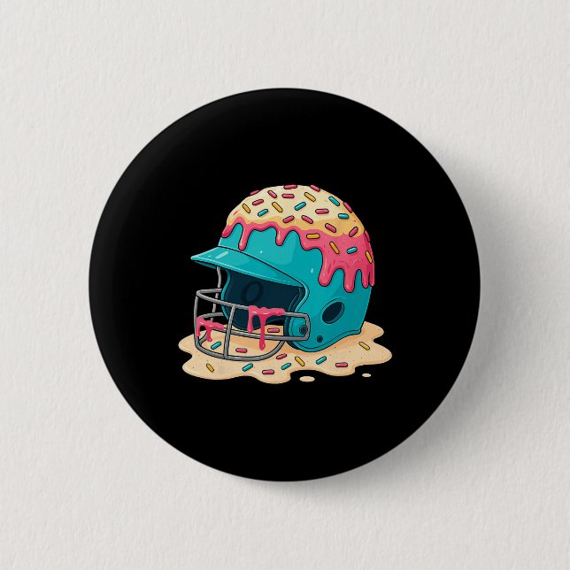 Sell Catcher Helmet With Face Mask Ice-cream Dripp Button (Vorderseite)