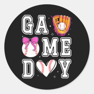 Sell Sister Coquette Bow Game Day verkaufen Mama M Runder Aufkleber