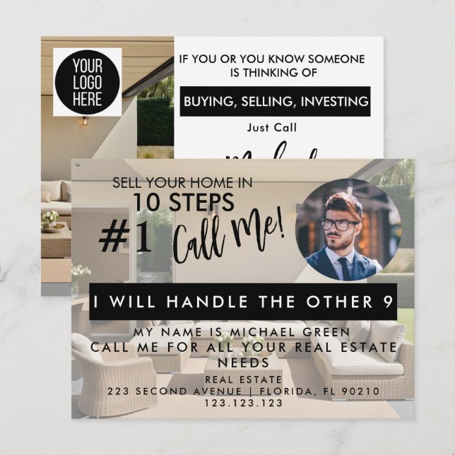 Sell Your Home in 10 Steps Agent spring clean Card Ankündigungspostkarte (Vorne/Hinten)