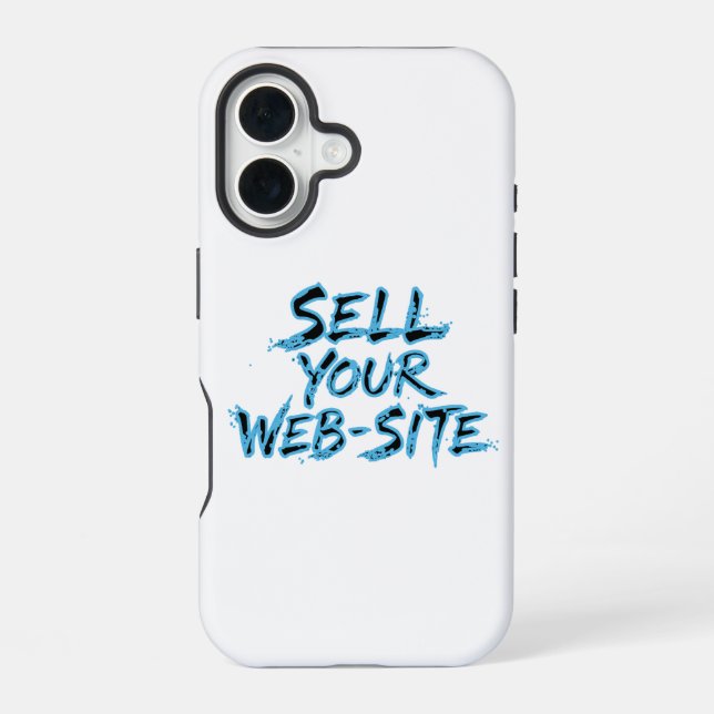 Sell Your Website Blue Distressed Typography iPhone 16 Hülle (Rückseite)