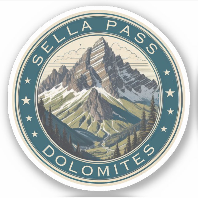 Sella Pass - Nostalgie Tremola Aufkleber (Vorderseite)