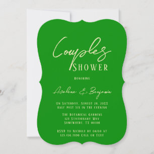 Sellerie und Forest Green Typografy Couples Dusche Einladung