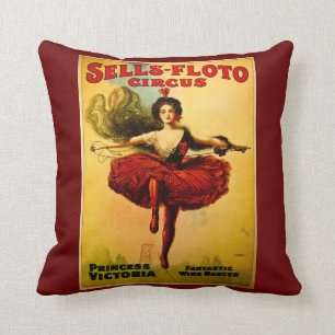 Sells Floto Zirkus Prinzessin Victoria Seiltänzeri Kissen