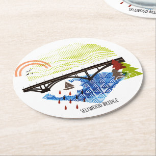 Sellwood Brücken-Portland-Untersetzer Runder Pappuntersetzer