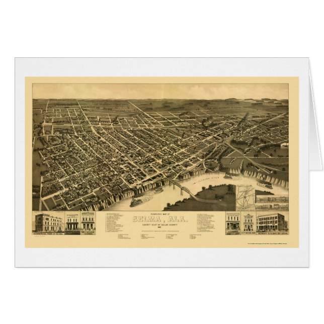 Selma, AL panoramische Karte - 1887 (Vorderseite (Horizontal))