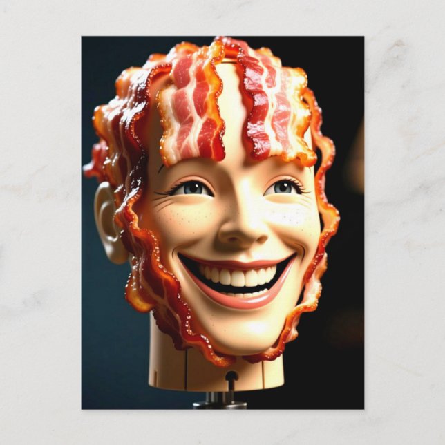 Selrd Mannequin Head mit Bacon Postkarte (Vorderseite)