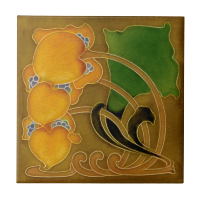 Selten Marsden c1900 Floral Art Nouveau Repro Fliese (Vorderseite)