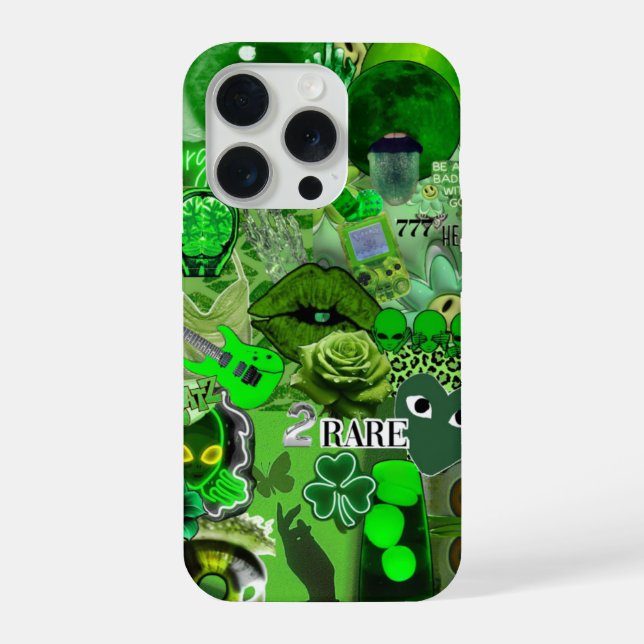 Seltene Energie Grün Collage – Alien Ästhetik & St iPhone Hülle (Rückseite)