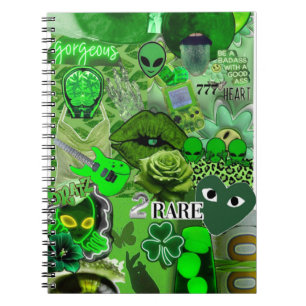 Seltene Energie Grüne Collage - Alien Ästhetik & V Notizblock