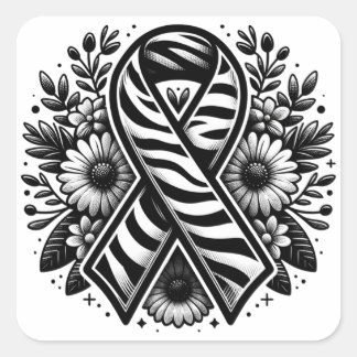Seltene Erkrankungsbewusstsein mit Blume Quadratischer Aufkleber