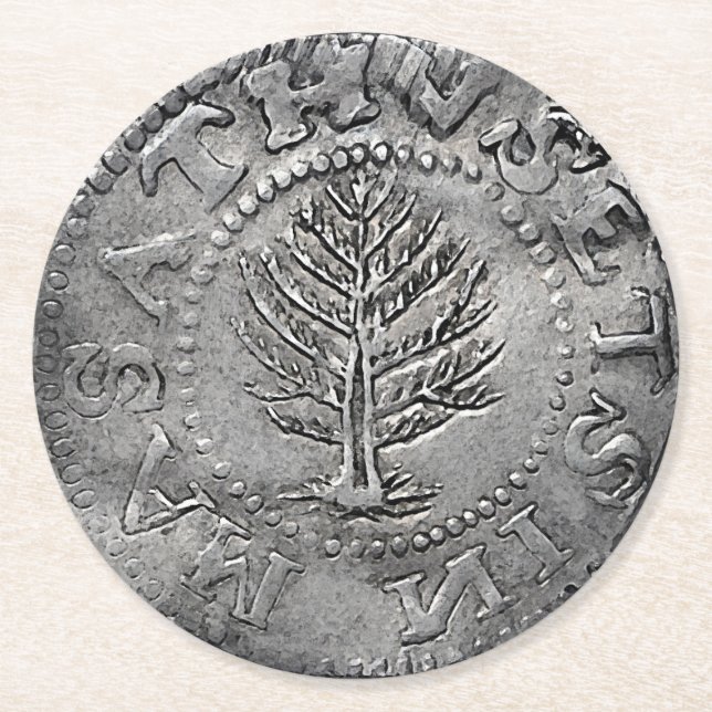 Seltene frühe amerikanische Münze Runder Pappuntersetzer (Vorderseite)