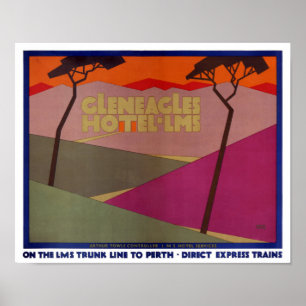 Seltene Gleneagles Vintage Travel Poster Zurück