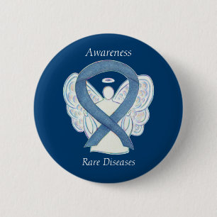Seltene Krankheiten Denim Awareness Angel Ribbon B Button