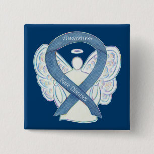 Seltene Krankheiten Denim Awareness Angel Ribbon B Button