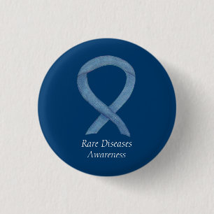 Seltene Krankheiten Denim Awareness Ribbon Button
