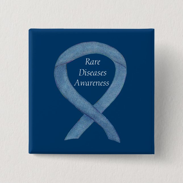 Seltene Krankheiten Denim Awareness Ribbon Button (Vorderseite)