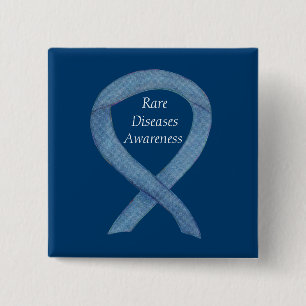Seltene Krankheiten Denim Awareness Ribbon Button