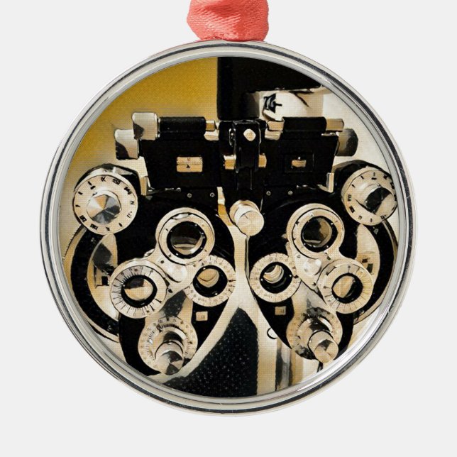 Seltene künstlerische Optometrie-Prüfungs-Linsen Silbernes Ornament (Vorne)