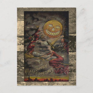 Seltene lustige Vintage-Halloween-Illustration Postkarte