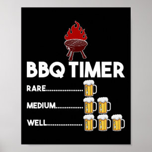 Seltene Medium Gut Lustige BBQ-Timer-Biergeschenke Poster
