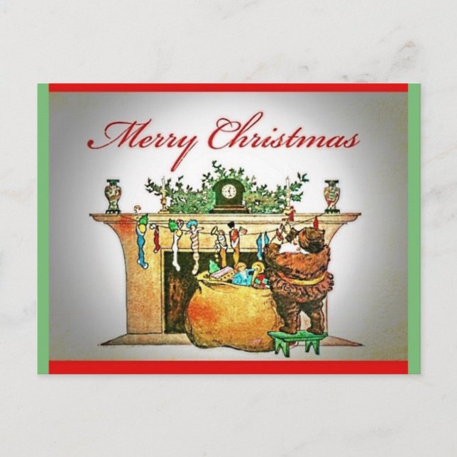 Seltene Weihnachtsverkleidung ganz in Braun Pelz P Postkarte (Vorderseite)