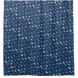 Seltenes Tagesmuster mit blauen Regentropfen Duschvorhang