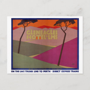 Seltenes Vintage-Reiseposter von Gleneagles restau Postkarte