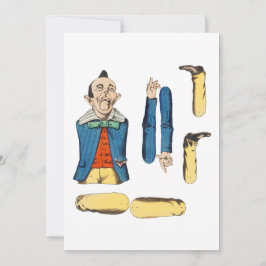 seltsame alte Papierpuppe ausgeschnitten Karte