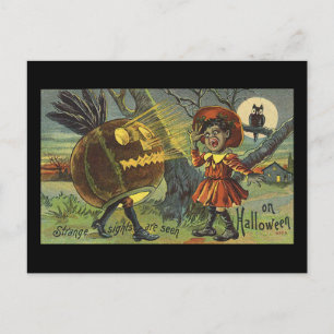 Seltsame Anblicke werden an Halloween Vintage gese Postkarte