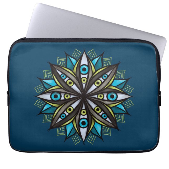 Seltsame Augen mit doppelter IrisBlume Mandala Laptopschutzhülle (Vorderseite)