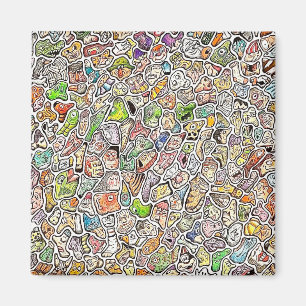 Seltsame Cartoon-Gesichter Buntstift Magnet