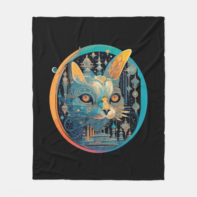 Seltsame Cat Stage an Ihren Scheinwerfern Fleecedecke (Vorderseite)