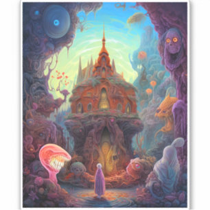 Seltsame Creepy House Surreal Art Aufkleber