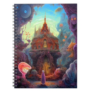 Seltsame Creepy House Surreal Art Notizblock