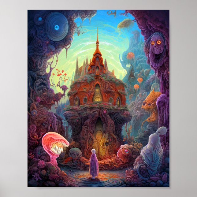 Seltsame Creepy House Surreal Art Poster (Vorne)