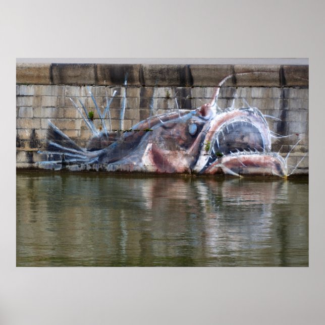 Seltsame Fantasie Anglerfish Graffiti Poster (Vorne)