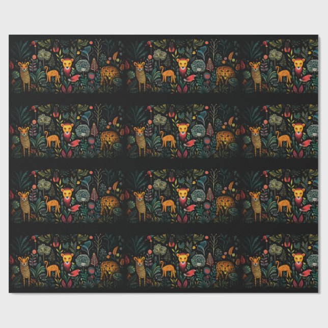 Seltsame Fantasietiere mit magischen Pflanze Geschenkpapier (Flach)