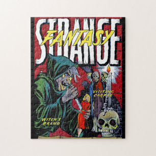 Seltsame Fantasy Die Gruselige Hexe Vintage Comics Puzzle