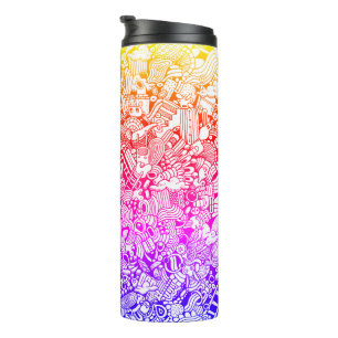 Seltsame Formen Detaillierte psychedelische Cartoo Thermosbecher