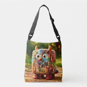 Seltsame Freunde – Patchwork-Würfel-Monster Poster Tragetaschen Mit Langen Trägern