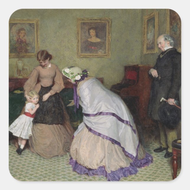 Seltsame Gesichter (w/c & Körperfarbe auf Papier) Quadratischer Aufkleber (Vorderseite)