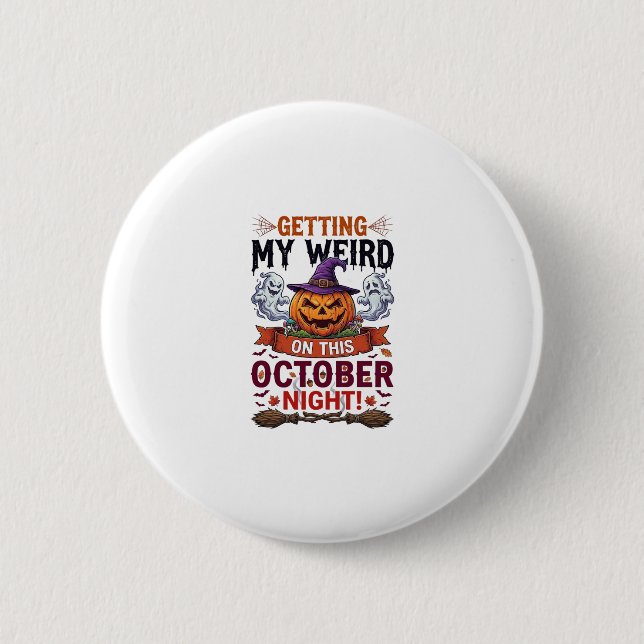 Seltsame Halloween-Kürbis-Geister-Hexenhut_1 Button (Vorderseite)