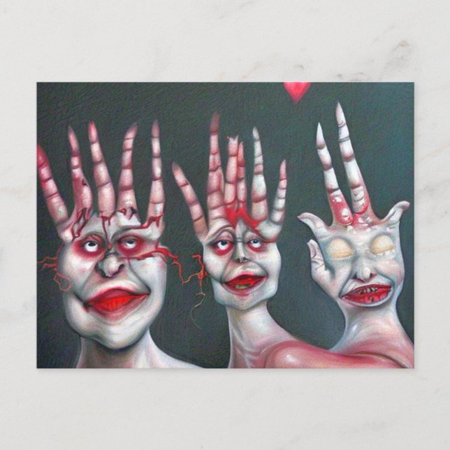 Seltsame Hand People Art Postkarte (Vorderseite)