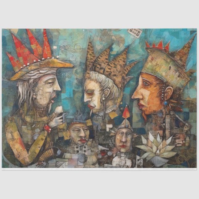 Seltsame Könige Männer unter der Meereskollage ent Seidenpapier (Vorderseite)