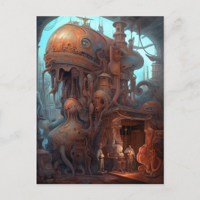 Seltsame Machine Surreal Art Postkarte (Vorderseite)