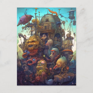 Seltsame Monster Kreaturen surreale Kunst Postkarte