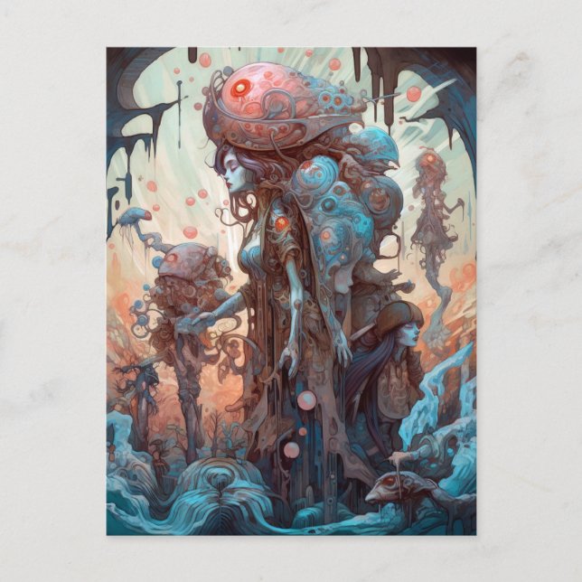Seltsame mutierte Frauen Surreal Art Postkarte (Vorderseite)