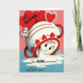 Seltsame Niedliche Funny Sugar Bowl Herz Valentine Feiertagskarte